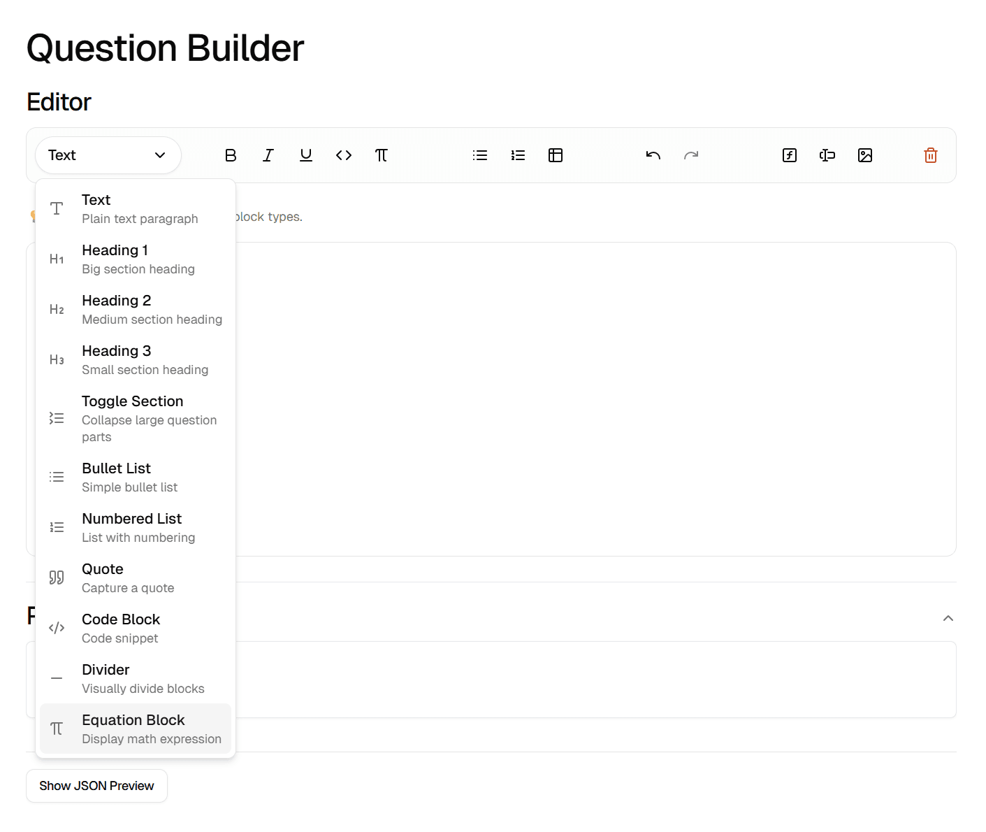 Creating an equation block