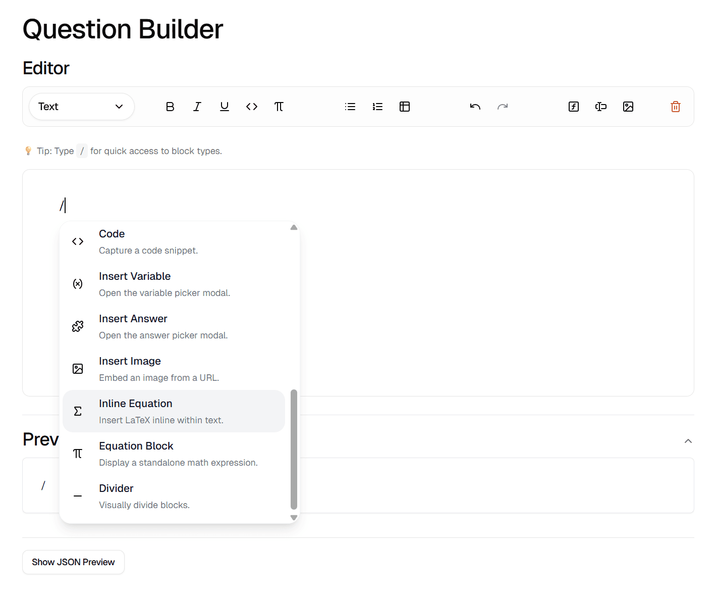 Creating an inline equation